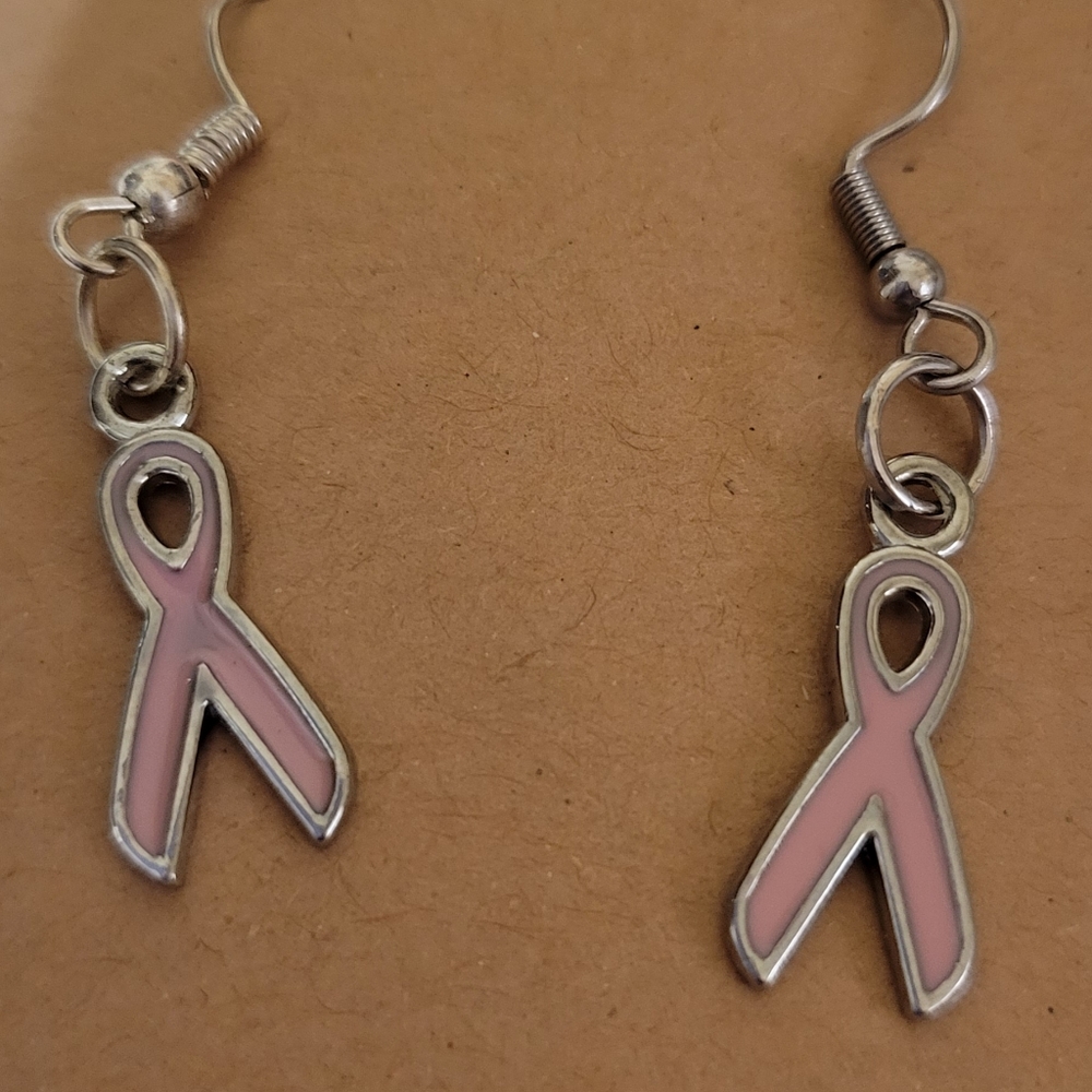 Pink Ribbon Earrings